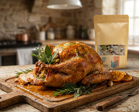 roasted turkey using flour and herbs brining mix