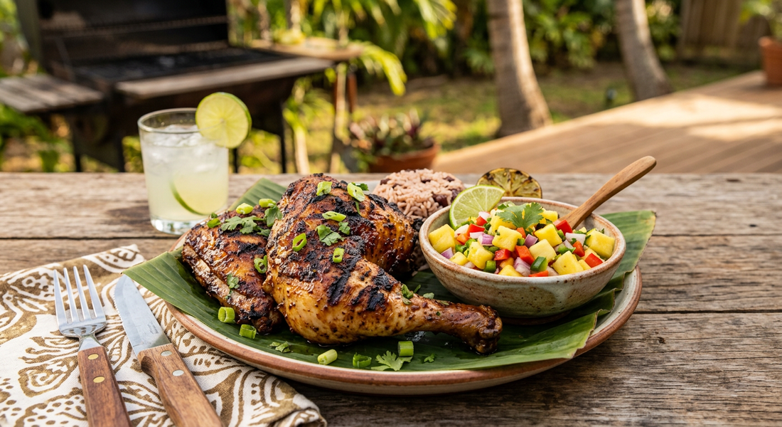 Grilled Jerk Chicken with Pineapple-Lime Salsa - Flour & Herbs