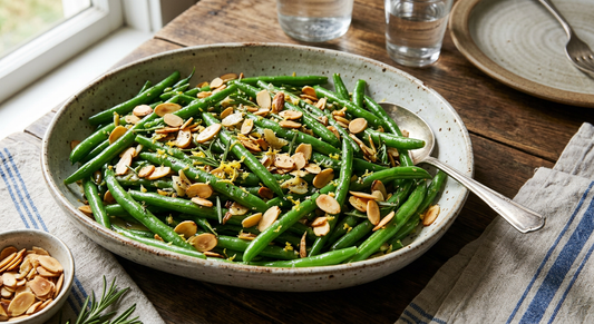Lemon-Rosemary Green Beans with Toasted Almonds - Flour & Herbs