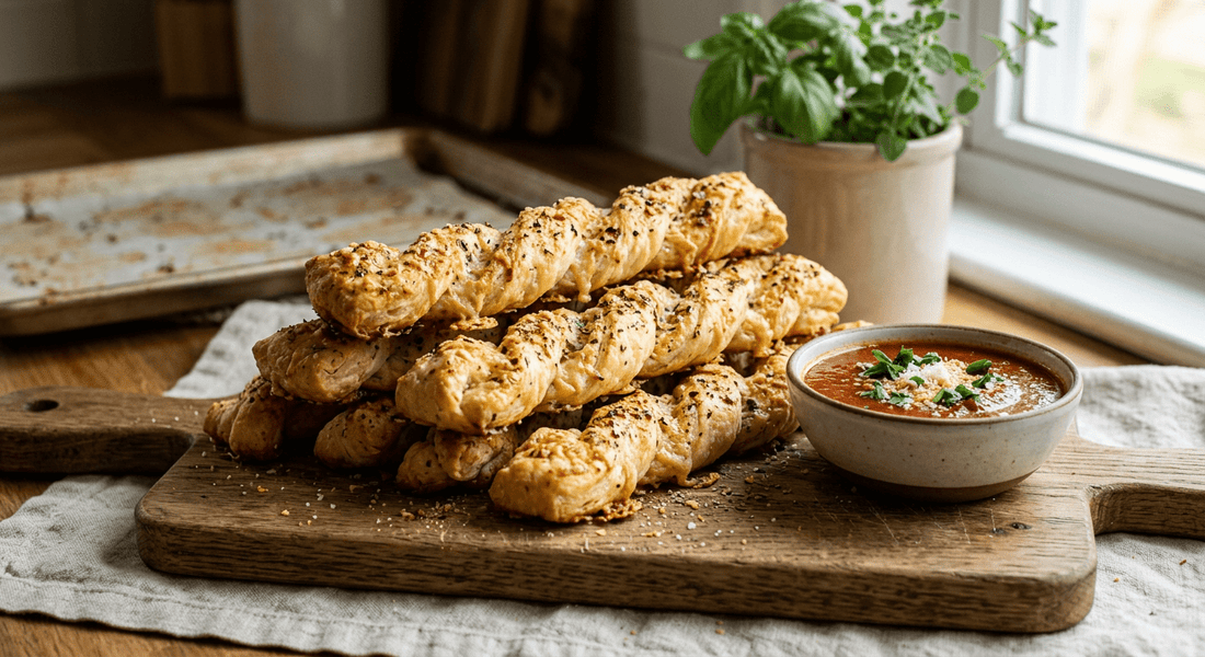 Pizza-Herb Parmesan Twists - Flour & Herbs