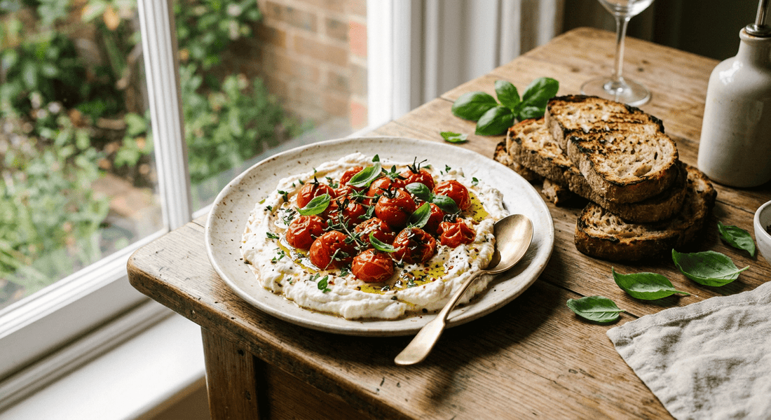 Whipped Ricotta with Warm Herbed Tomatoes - Flour & Herbs