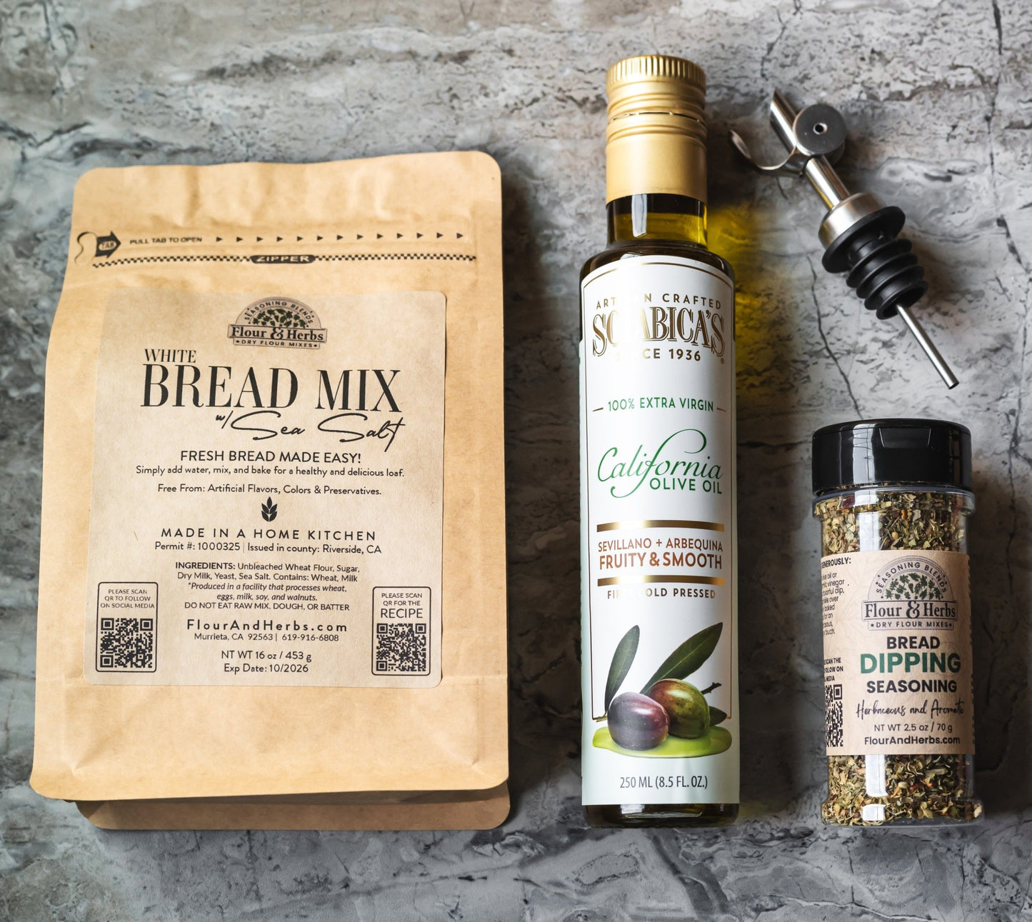 Bread Mix & Olive Oil Gift Box - Flour & Herbs